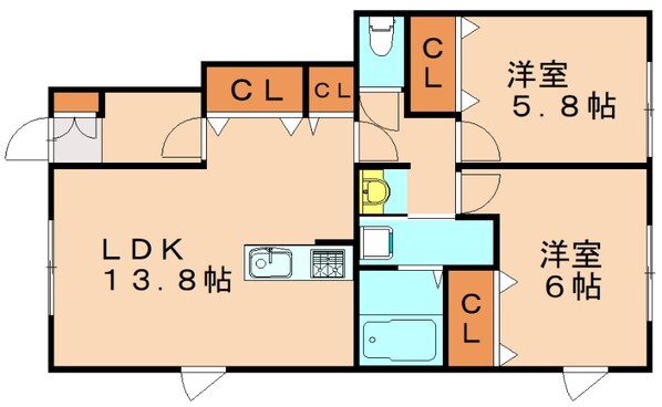 折尾駅 徒歩18分 1階の物件間取画像